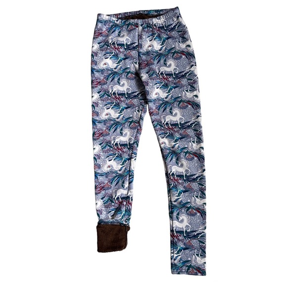 Just Cozy Faux Fur-Lined Unicorn Leggings Size Medium - Picture 3 of 6